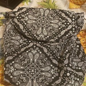 VS PINK Victoria's Secret Mini Canvas Backpack~Black & White Bandana Paisley